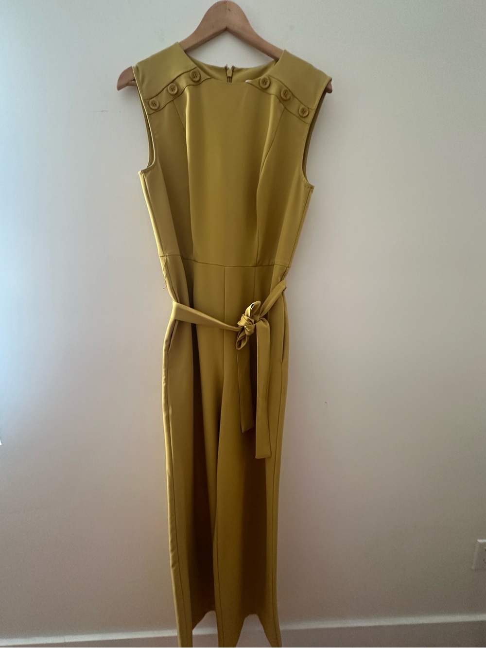 New York & Company Yellow Stretch Jumpsuit